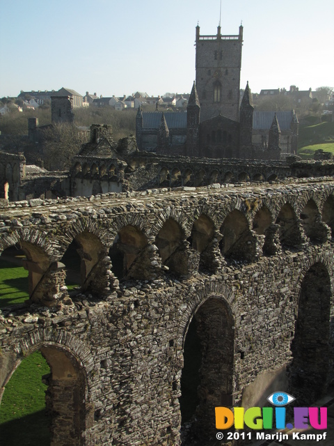 SX17505 Arches in Bishop's Palace and St. David's Cathedral